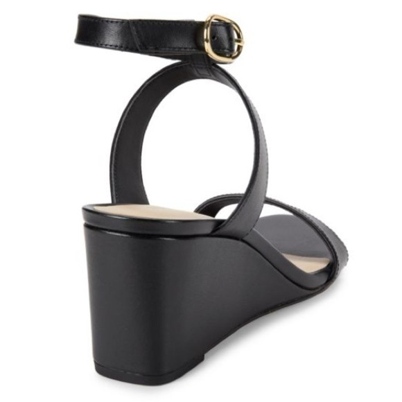 NEW! STUART WEITZMAN Black Avenue Leather Wedge Sandals - Size 10US/EU40.5 - Picture 4 of 13